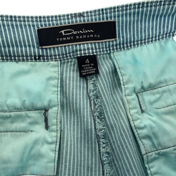 TOMMY BAHAMA Denim Striped Long Line 4 Pocket Shorts Sz 4 - Picture 4 of 9